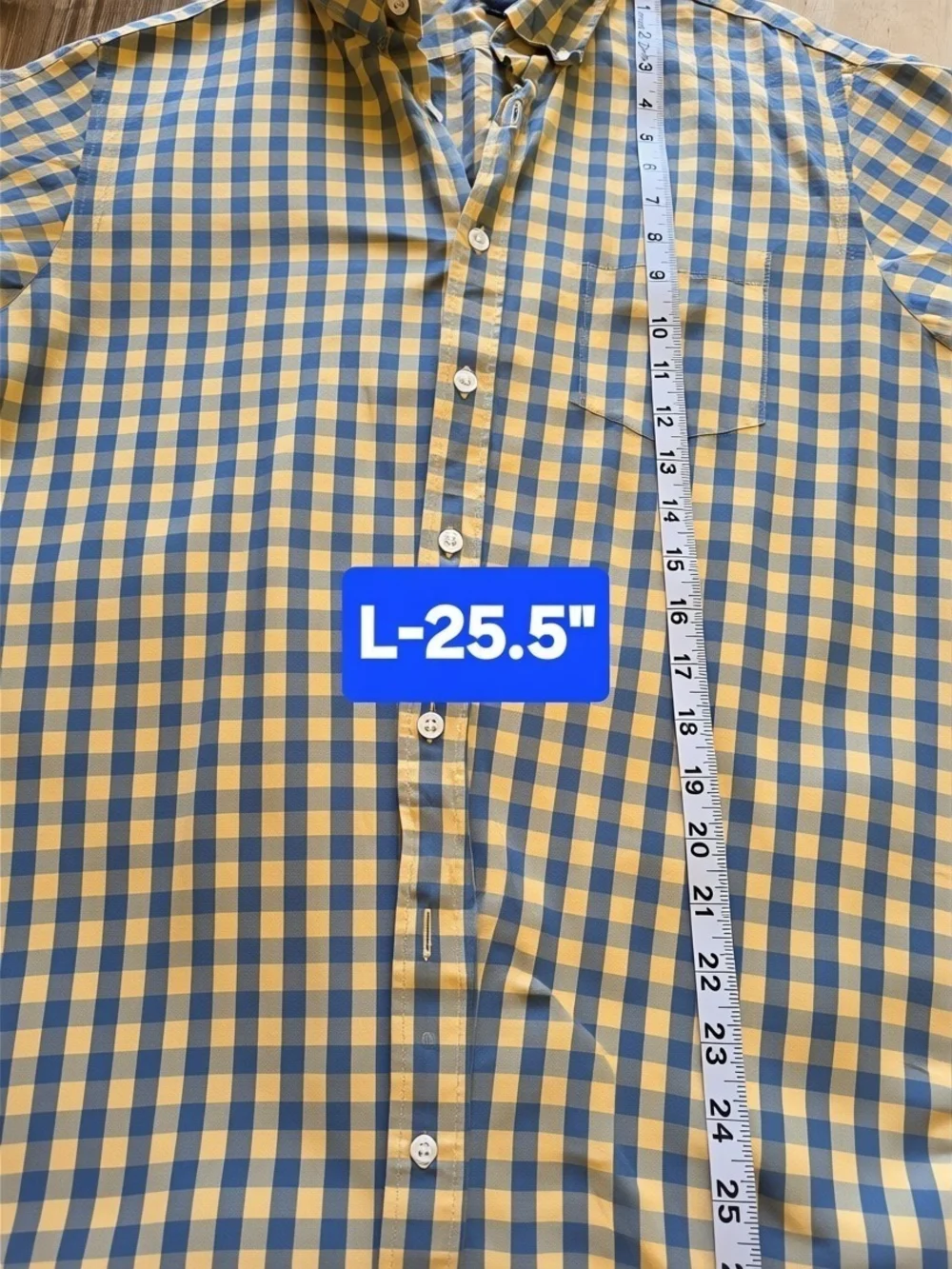 J. Crew Men’s Yellow and Blue Gingham Button-Down Shirt